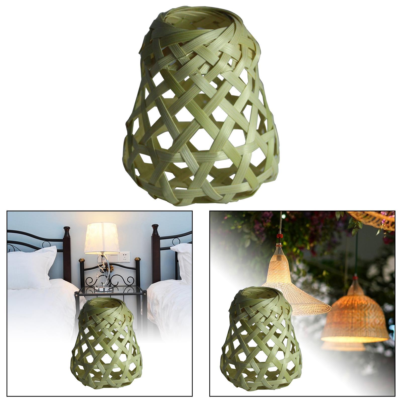 Handwoven Bamboo Lamp Shade, Light Cover Bulb Guard Lamp Cage Decorative Lampshade for Home Decor Restaurant Pendant Light Farmhouse Hallway