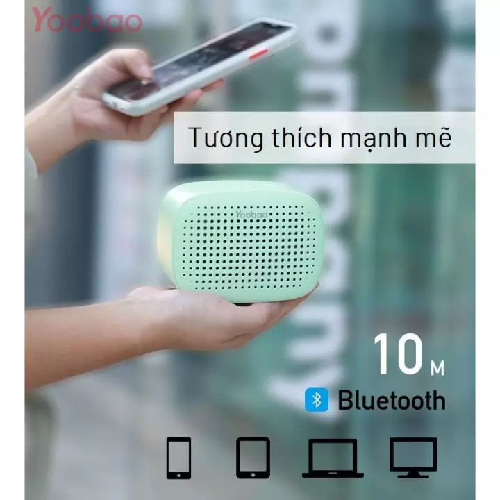 Loa Bluetooth 5.0 mini Yoobao M2 hỗ trợ TWS, công suất 3W, pin 12 giờ tiện lợi thích hợp cho phòng nhỏ, khoảng cách kết nối tối đa 15m