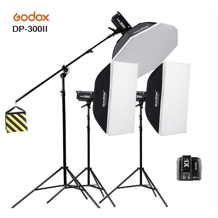 Bộ 3 đèn flash chụp ảnh Godox DP300II Hàng chính hãng,
