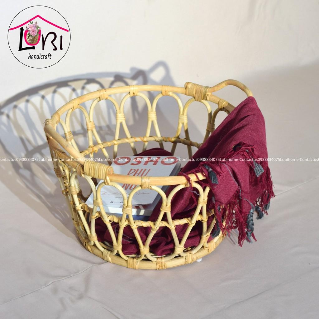 Sọt mây đựng đồ hình tròn bộ 3 côn đáy - sang trọng, tinh tế