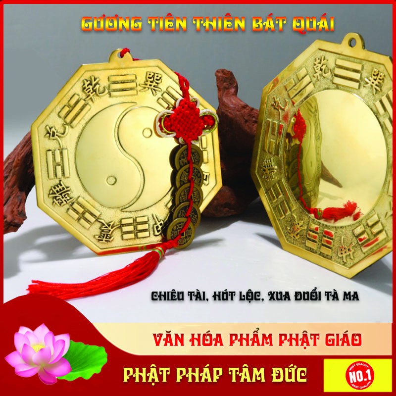 Gương Tiên Thiên Bát Quái, Gương Bát Quái Cầu Lồi Đồng Nguyên Chất - Rước tài lộc, Xua đuổi tà m-a, Trấn trạch mang lại bình an