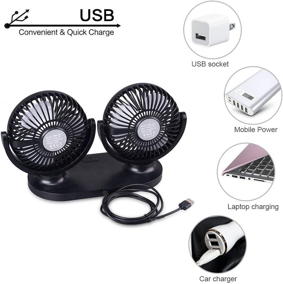 Máy kích thích USB Cái quạt nhỏ mũ đôi 360 176; quạt xách tay quay với tốc độ 3-đẩy thích hợp cho xe/bàn/văn phòng/cắm trại/câu cá, v.v