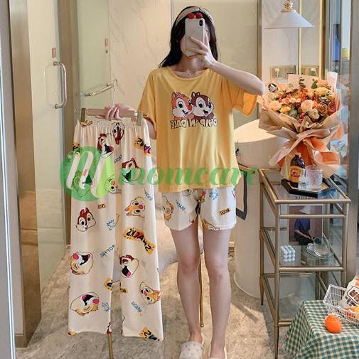 Bộ đồ ngủ nữ đẹp SET 3 CHI TIẾT - Đồ bộ mặc nhà dễ thương - Thời trang mùa hè QUẢNG CHÂU cao cấp