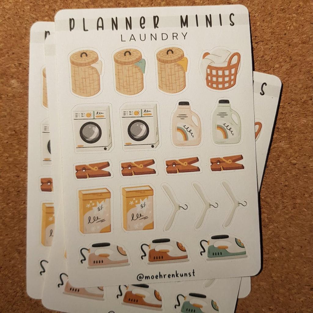 Sticker Sheet  Planner Minis LAUNDRY  Chuyên dán sổ | Bullet Journal Stickers, Cleaning Sticker - CẮT SẴN