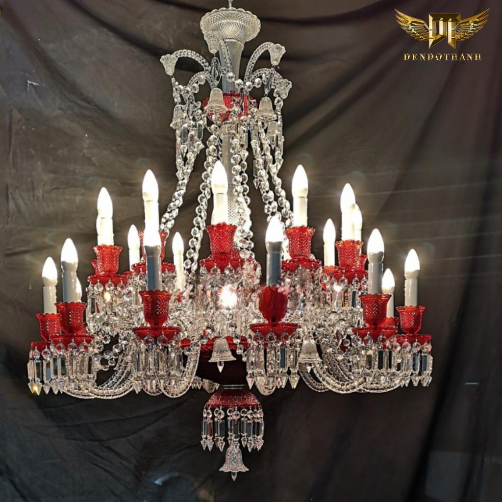 Đèn chùm nến phale phòng khách phối theo phong cách màu rượu vang đỏ, phale đỏ cao cấp NPL DT LIGHt (HÀNG NHẬP KHẨU) - tay chao thuỷ tinh