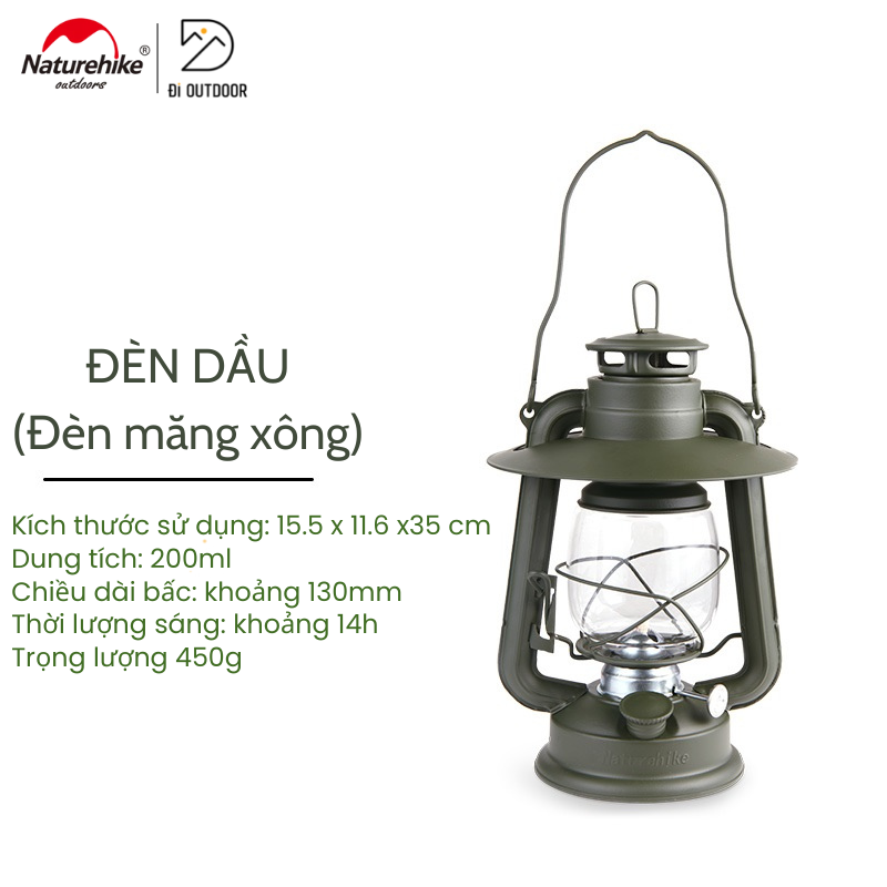 Đèn Măng Xông Dã Ngoại Naturehike NH22ZM003 Đèn Bão Dùng Dầu Hỏa
