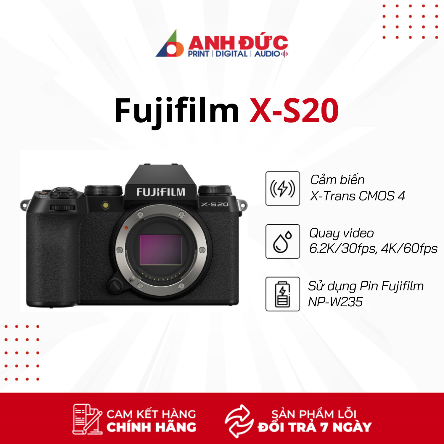 Máy Ảnh Fujifilm X-S20 | Fuji XS20 - Hàng Chính Hãng