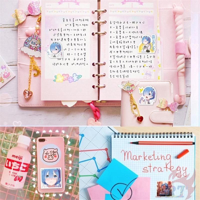 Bộ 40 Miếng Dán Trang Trí Hình Nhân Vật Re: Zero - Anime Rem & Ram