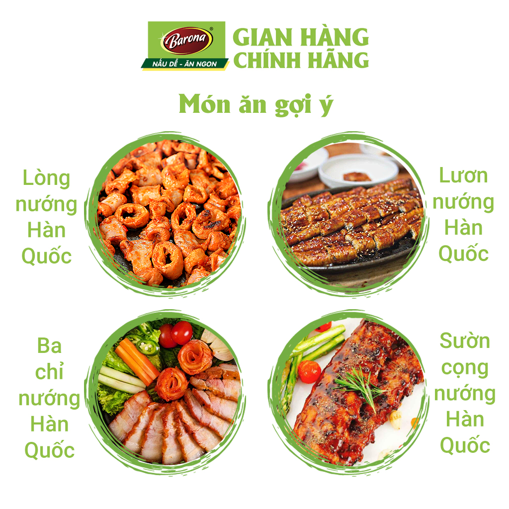 Combo 3 gói Xốt Gia vị hoàn chỉnh Barona - Thịt Nướng Hàn Quốc 80gr