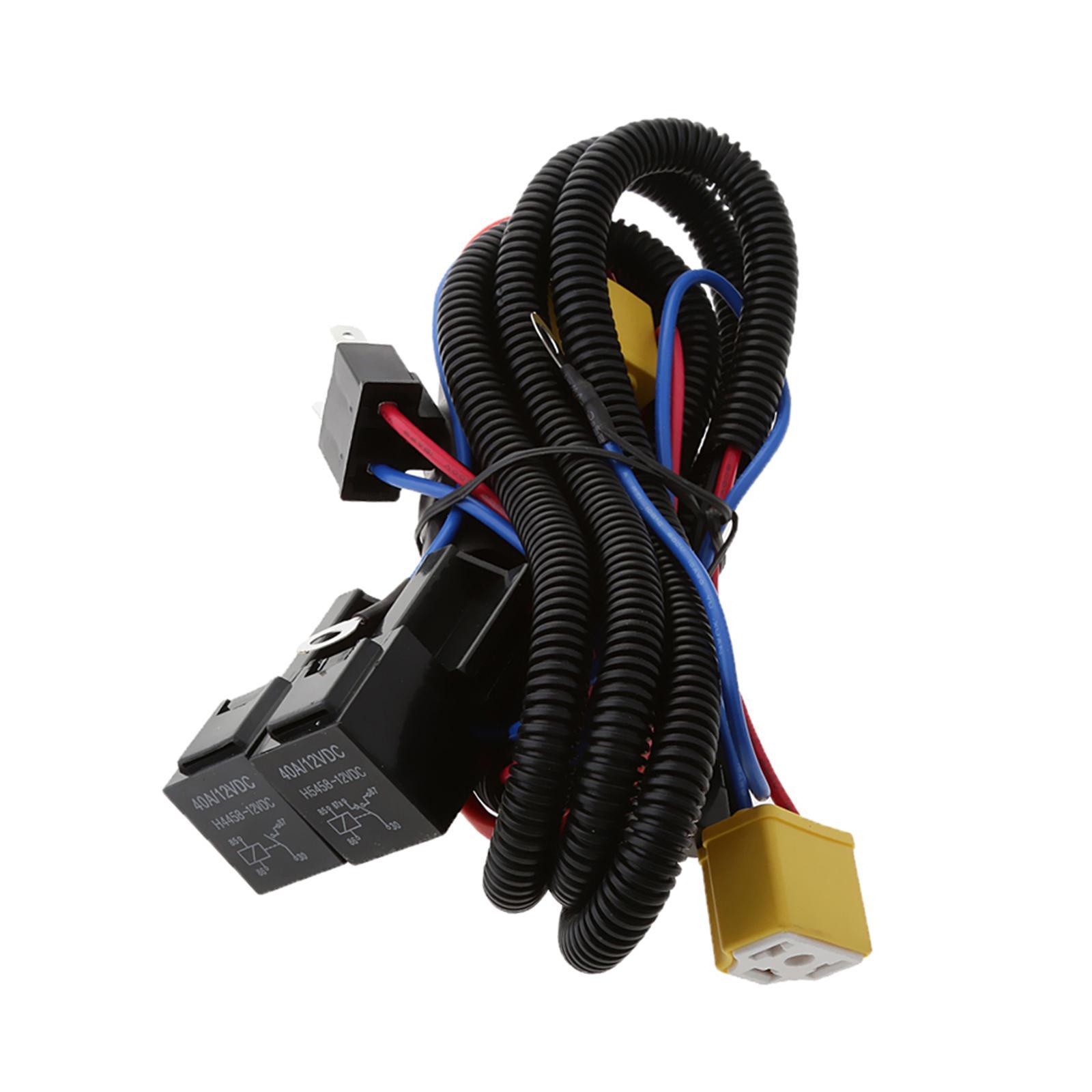 2X Headlight Light Bulb Relay Wiring Harness Socket Plug Wire Kit