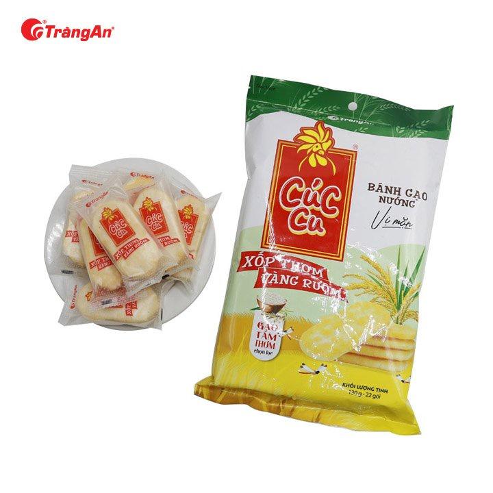 Bánh gạo mặn Cúc Cu 130g, không cholesterol, thương hiệu Tràng An, hạn sử dụng 10 tháng