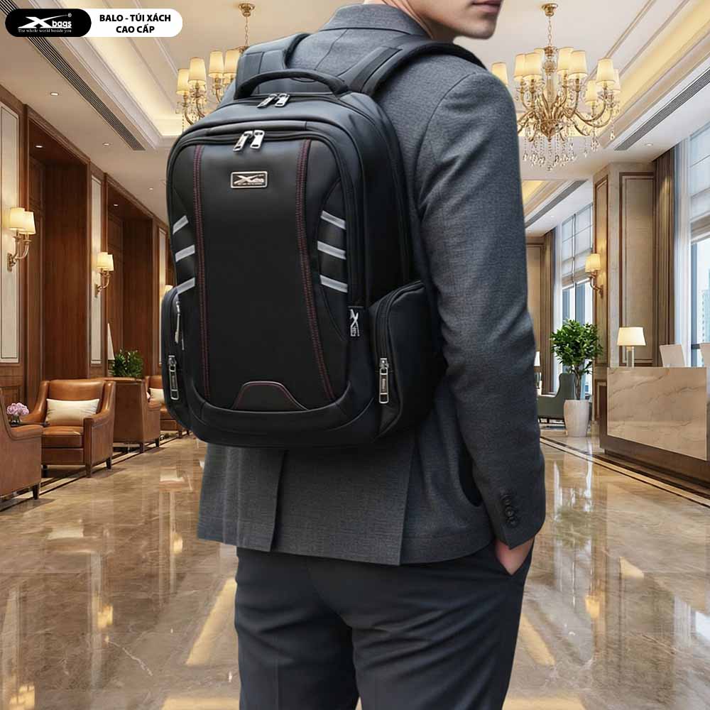 Balo Nam Cao Cấp Nhiều Ngăn Đựng Laptop 15.6 Inch Xbags DarkEagle XB2008 Màu Đen, Dung Tích Lớn, Chống Nước, Sang Trọng Mạnh Mẽ Hiện Đại!