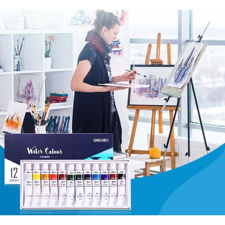 Màu nước dạng tuýp 12ml 12/18/24/36 màu Watercolor cao cấp cho học sinh