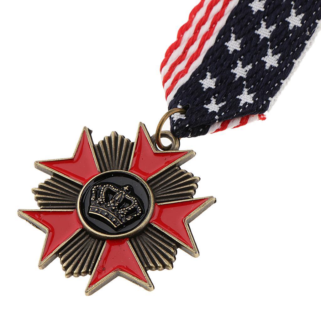 2pcs Vintage Style Geometric Medal Crown Badge Charms Shirt Brooch Pin Fancy Dress Costume Cosplay Uniform Corsage Jewelry