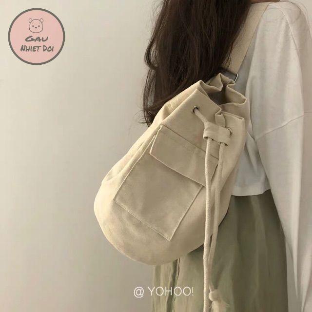 Balo Vải Dây Rút Ulzzang Túi Vải Đeo Lưng Dây Điều Chỉnh Trendy