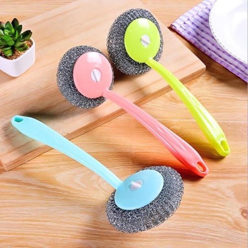 Cọ xoong có tay cầm, kem thêm Bùi nhùi rửa chén bát nồi siêu sạch đánh bay vết bẩn