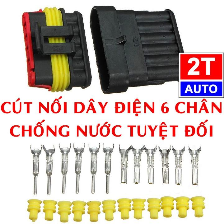 Đầu cút jack giắc nối dây điện 6 chân chống nước dùng cho xe máy xe hơi ô tô:  SKU:311