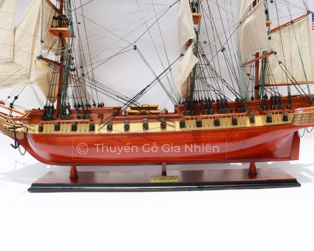 Mô Hình Thuyền Gỗ Phong Thủy Dạng Thuyền Cổ USS CONSTELLATION Chính Hãng Hàng Xuất Khẩu Chất Lượng Cao
