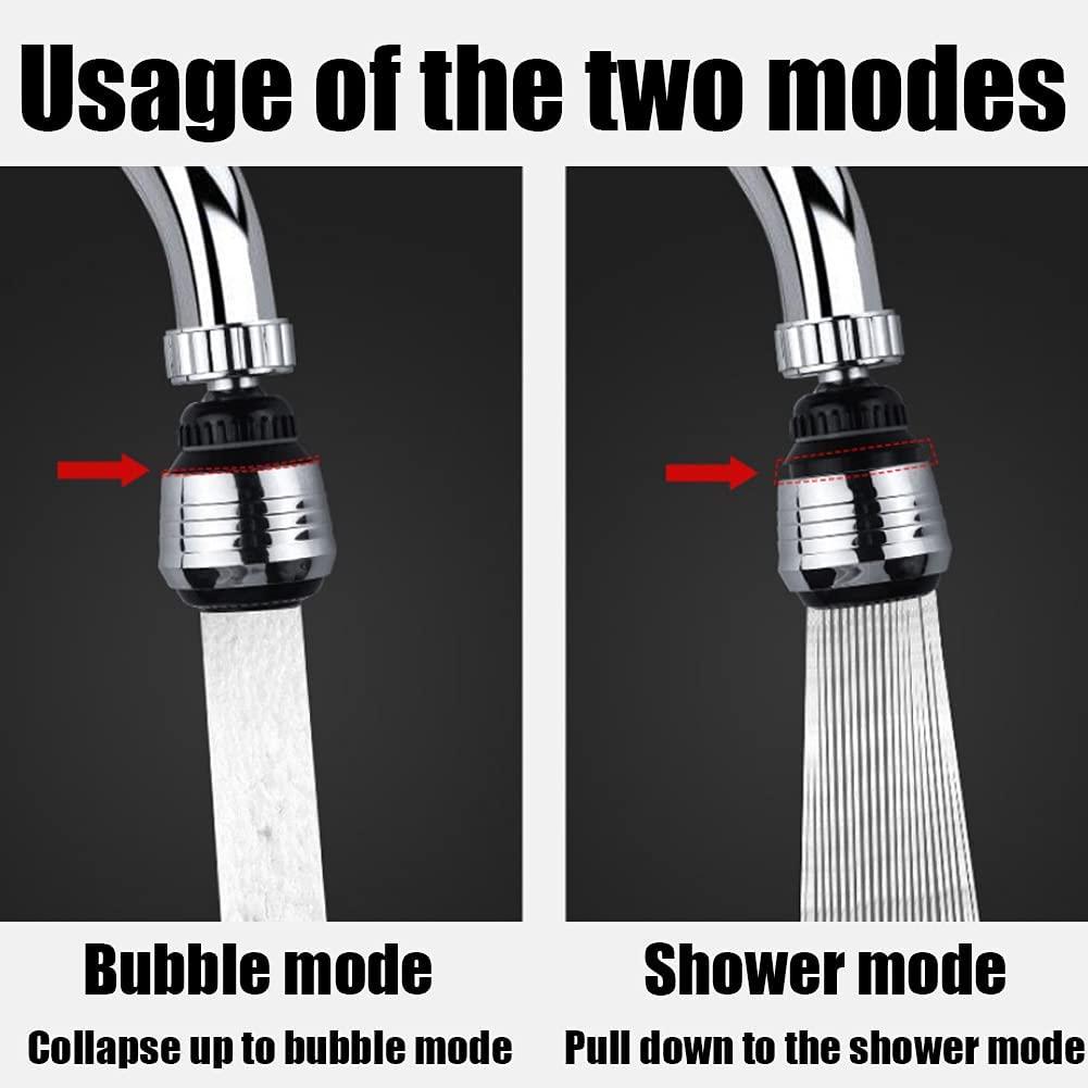 Vòi Nước Xoay 2 Cái, Đầu Vòi Bếp Có Thể Di Chuyển 360 Độ, Bình Xịt Bộ Lọc Đầu Vòi Hoa Sen Có Thể Điều Chỉnh 2 Chế Độ, Máy Sục Khí Nhà Bếp, Vòi Bếp, Mở Rộng Vòi Bếp