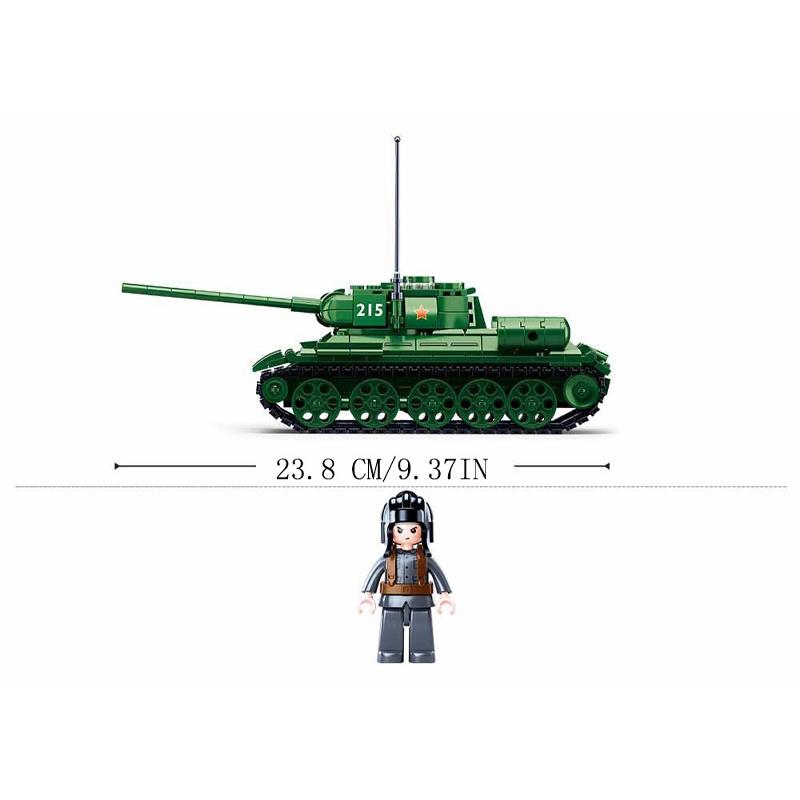 Đồ chơi Lắp Ráp Xe Tăng T-34 Liên Xô Thế Chiến II, Sluban 0982 M38 Xếp hình thông minh Tank T34