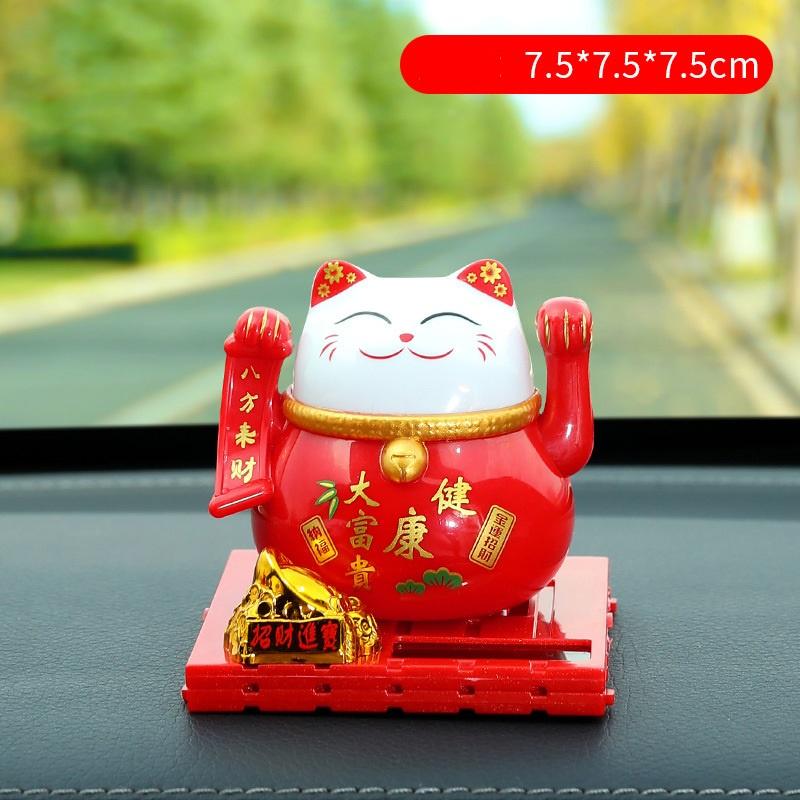 Bộ decor trang trí taplo ô tô Mèo thần tài may mắn lắc tay và bình hoa lắc lư