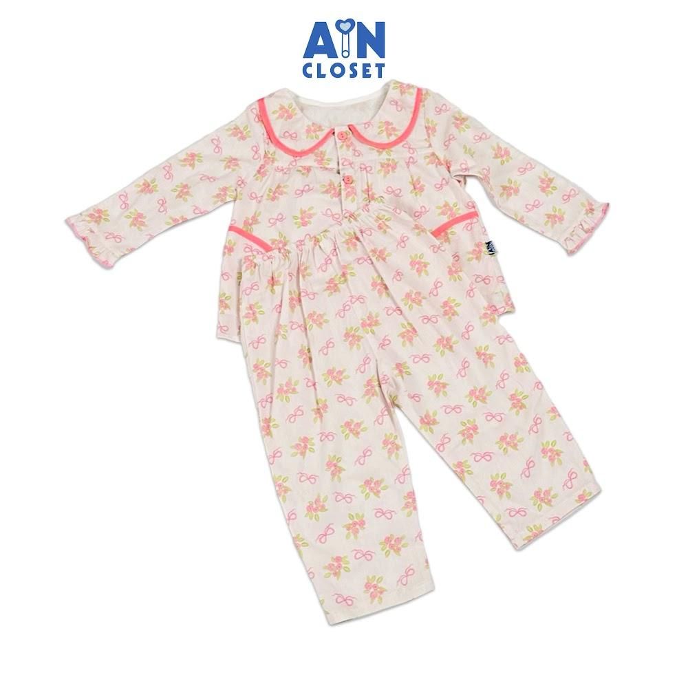 Bộ quần áo Dài bé gái họa tiết Hoa Hồng Nơ Cotton - AICDBGLGJGKE - AIN Closet