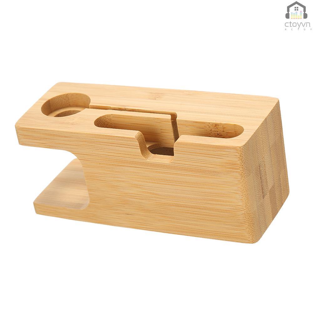 Đế sạc bằng tre để bàn cho đồng hồ thông minh iWatch iPhone