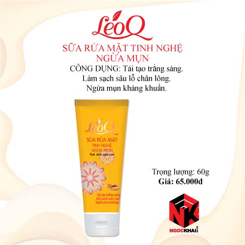 Sữa rửa mặt ngừa mụn tinh chất nghệ tươi 60g LEOQ