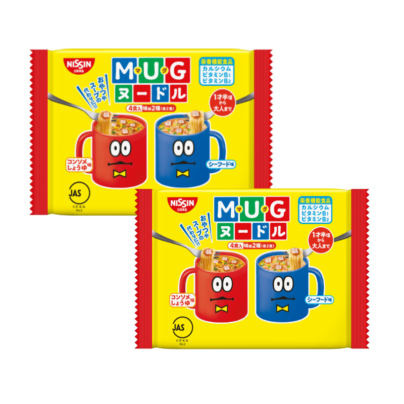 Combo 2 Gói Mì Ăn Dặm Cho Trẻ Trên 1 Tuổi Nissin Mug Cup Noodle 96G 4 Gói Nhỏ Bên Trong, 2 Hương Vị