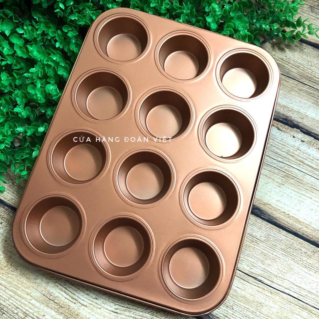 Khay Khuôn làm bánh CupCake Chống Dính Loại 6 và 12 ô. Dung cụ làm bánh NƯỚNG Muffin, Tart, Pie