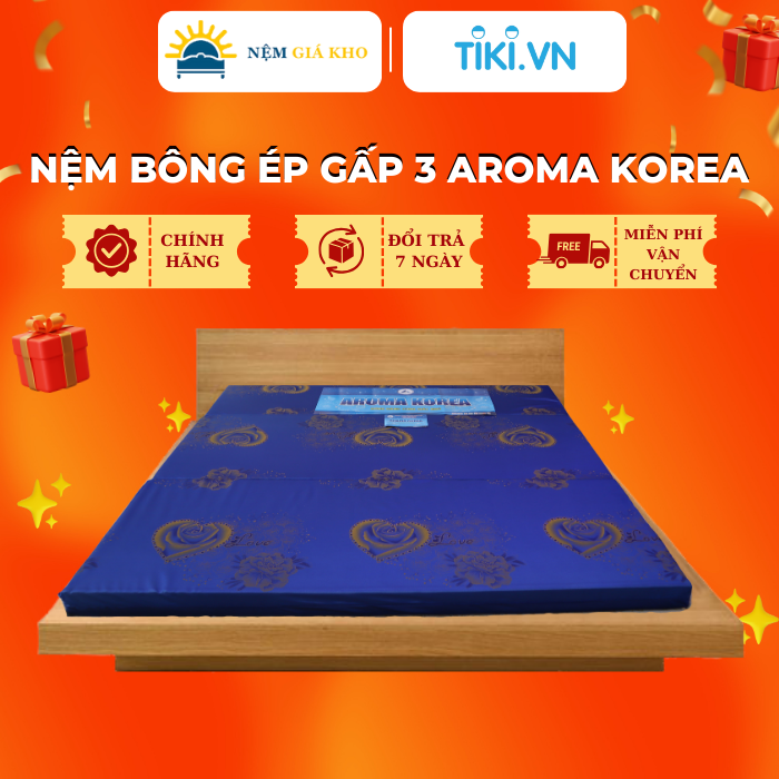 Nệm Bông Ép Gấp 3 Aroma Korea - Nhiều màu giao ngẫu nhiên