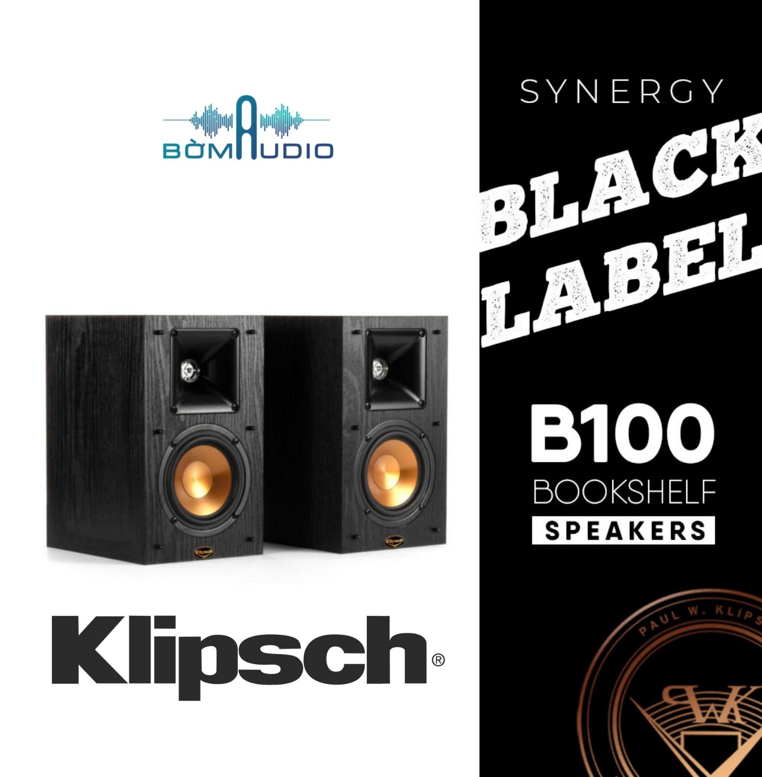 KLIPSCH SYNERGY BLACK LABEL B-100 | Loa Bookshelf Mini Của Klipsch_Hoa Kỳ - Loa Treble 25mm Dome Aluminum _ Thiết kế Họng Kèn TractrixHorn 90°x90° Độc Đáo - Loa Mid/Bass 102mm Màng Cerametallic Mạ Copper Cổ Điển | Hàng Chính Hãng _ Mới 100%