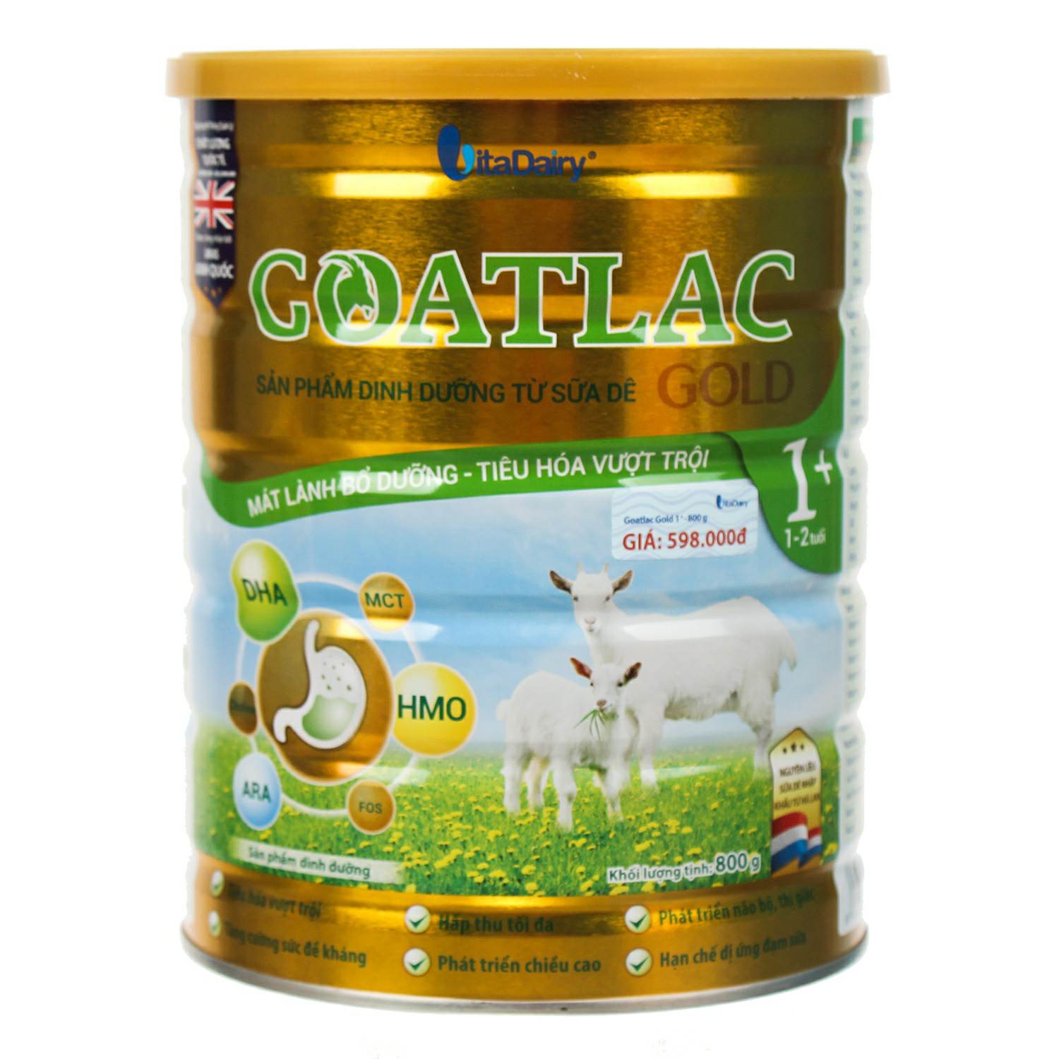 Sữa Dê GOATLAC GOLD 1+ lon 800g - Mát lành bổ dưỡng, Tiêu hoá vượt trội