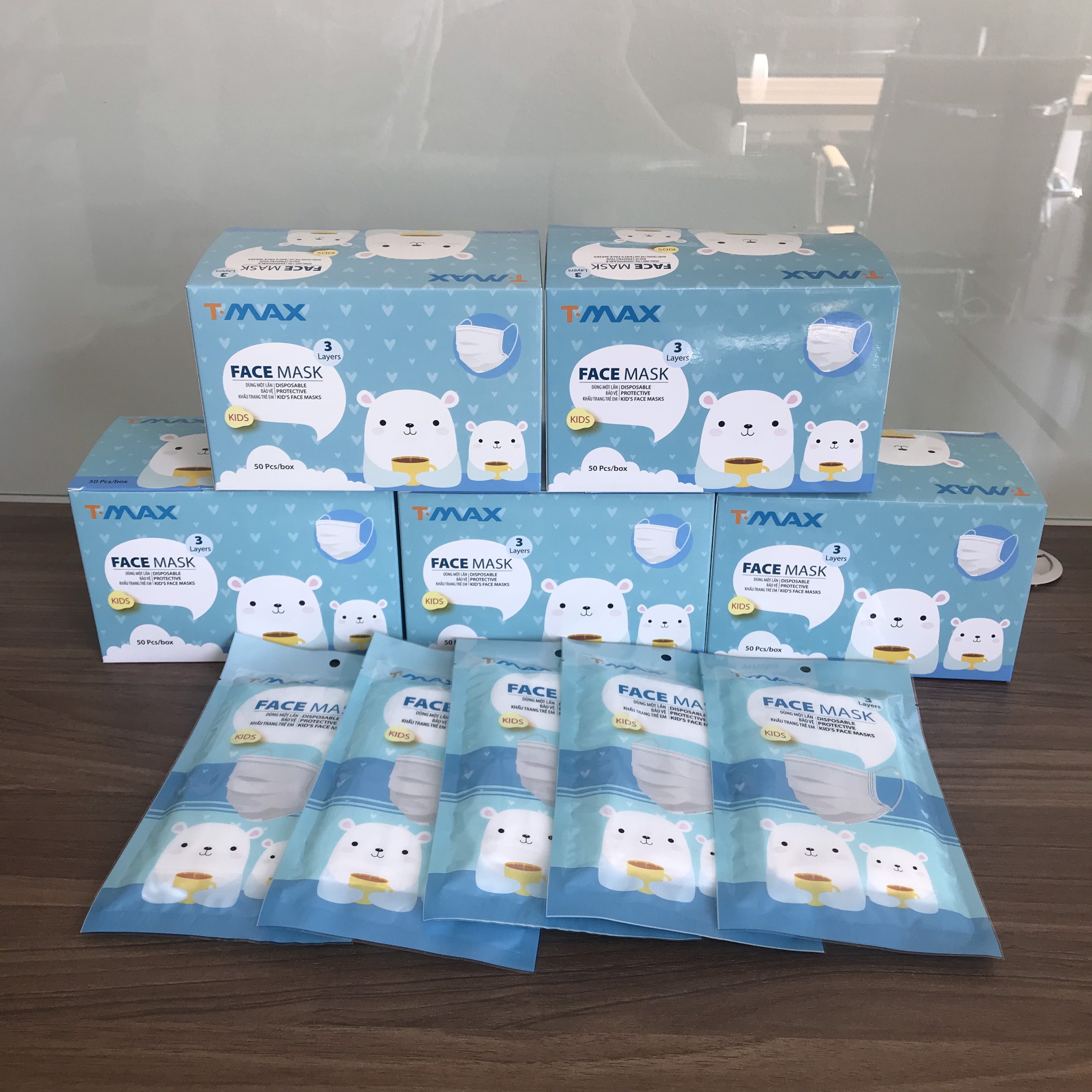 [ Xuất Khẩu ] - Khẩu Trang Y Tế Cao Cấp Tmax - 3 Lớp Kháng Khuẩn / 99% Lọc Khuẩn, Bụi, Virus / Trẻ Em 1 Thùng - Chín Hãng