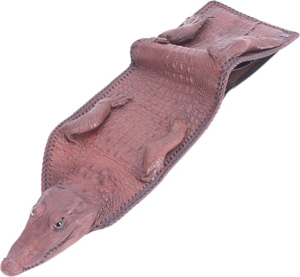 Ví Nam Da Cá Sấu Nguyên Con Vip Huy Hoàng HT2271 (12.5 x 10 cm) - Nâu Đỏ