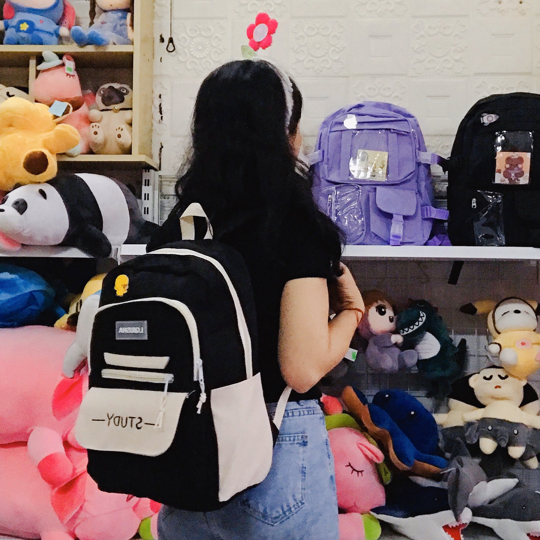 Balo Ulzzang Chống Nước Thời Trang Nữ Đi Học Đi Chơi Dễ Thương Thời Trang Chống Nước Nhẹ