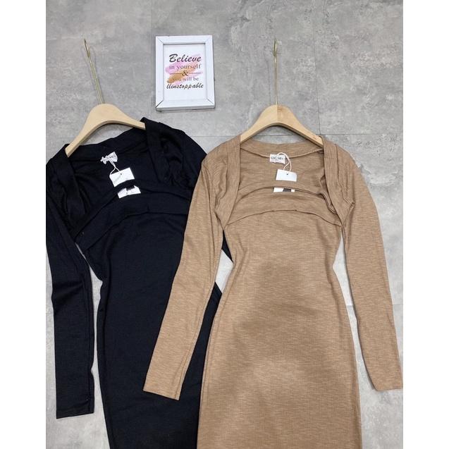 Set Váy Len Áo Khoác Mix Váy Body 2 Màu Siêu Xinh Có Ảnh Thật Kèm Video
