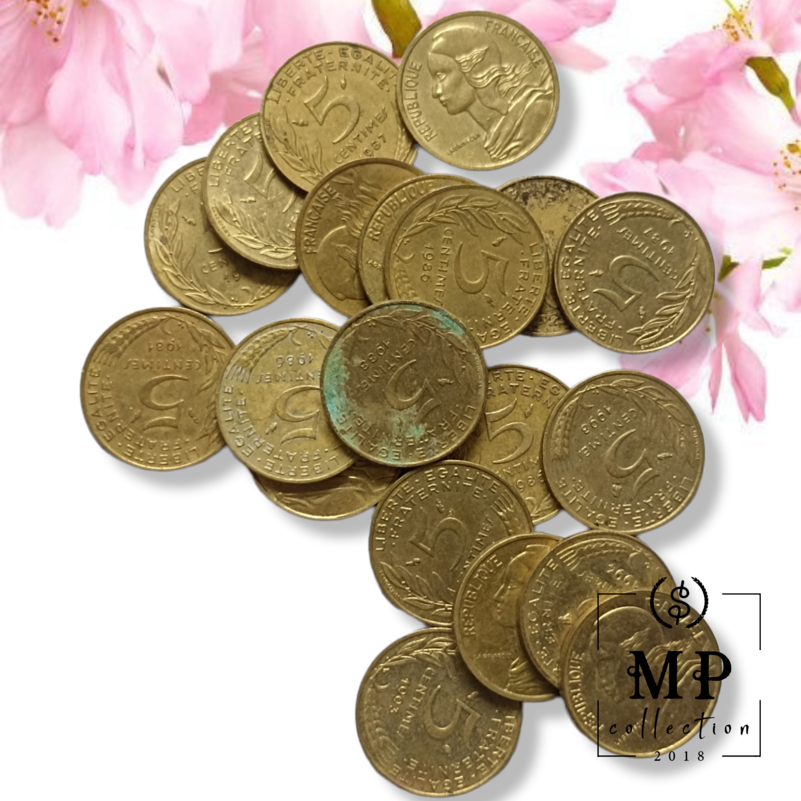 Đồng xu Pháp xưa 5 centimes năm phát hành ngẫu nhiên