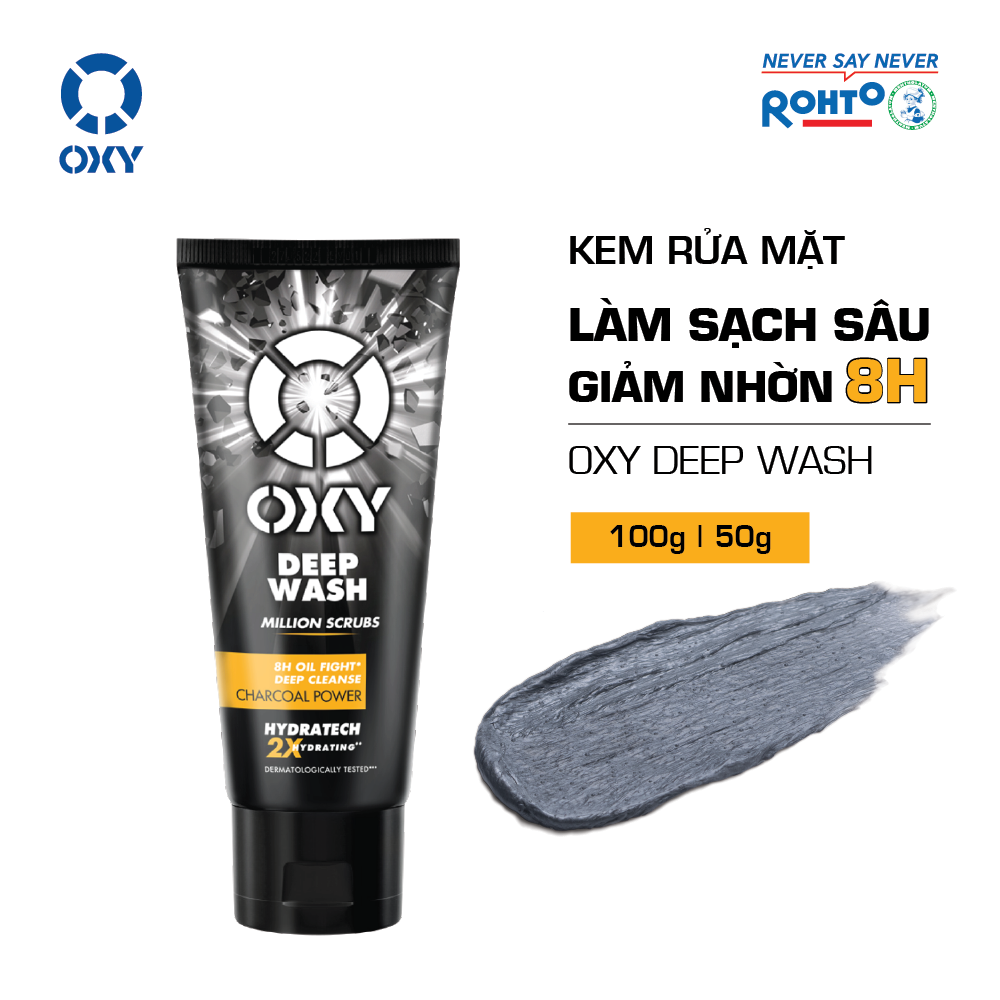 Kem Rửa Mặt Có Hạt Sạch Sâu Oxy Deep Wash