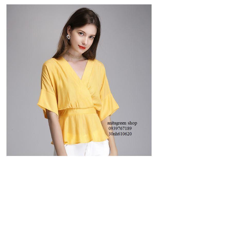 Nh610620-ÁO KIỂU ĐẮP CHÉO THẮT NƠ