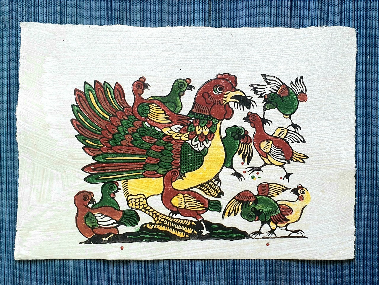 Tranh Đàn gà mẹ con - Tranh dân gian Đông Hồ - Dong Ho folk woodcut painting