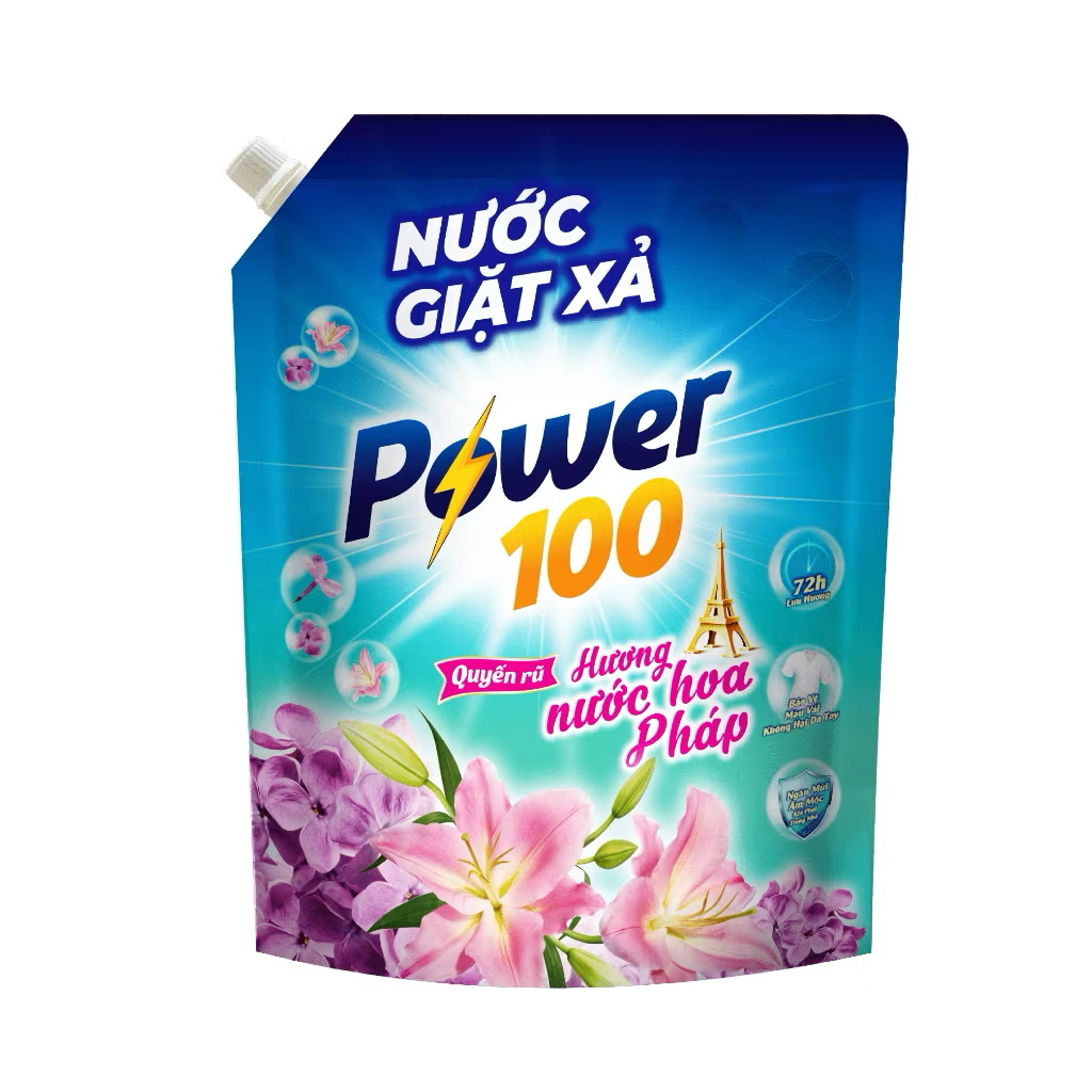 Túi Nước Giặt Xả POWER100 Hương Nước Hoa Pháp 3.2KG