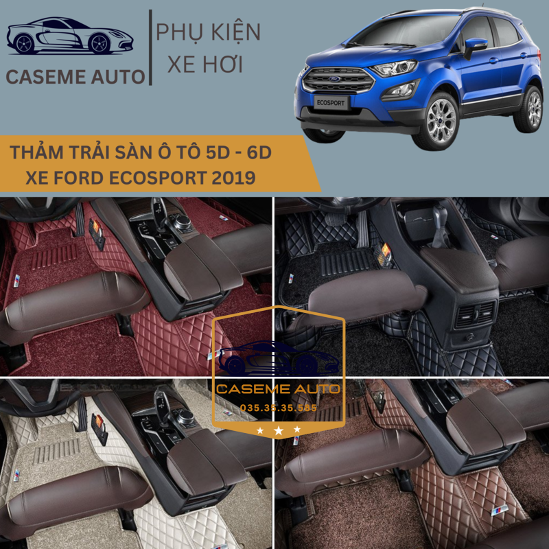 [FORD ECOSPORT] Thảm Trải Sàn, Lót Sàn Ô Tô 5D 6D Thiết Kế Theo Xe FORD ECOSPORT 2019 Chống Nước, Không Mùi - MẪU Ô VUÔNG - Hàng Chính Hãng