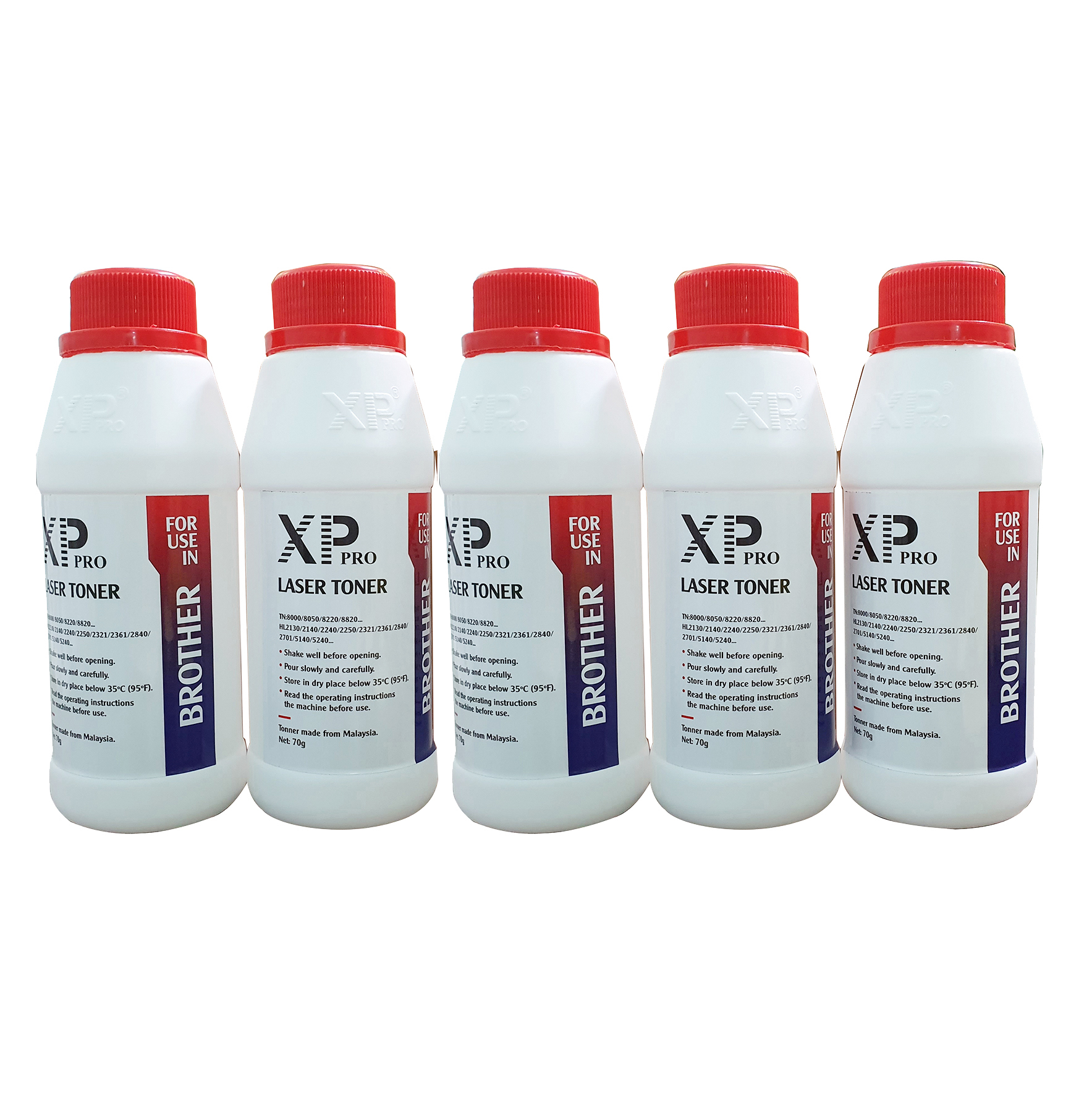 Combo 5 lọ mực đổ Brother Xppro dùng cho máy in laser Brother TN:8000/8050/8220/8820... HL2130/21470/2240/2250/2321/2361/2840/2701/5140/5240....