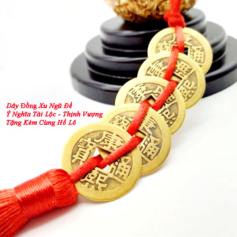 Hồ Lô Kim Trung Thủy Ngũ Dại Phúc ( 20 x 8,5 cm ) Kim Tiền Jewelry - Vàng Dát Mỏng 24K - Đại Cát Đại Lợi - Trường Thọ