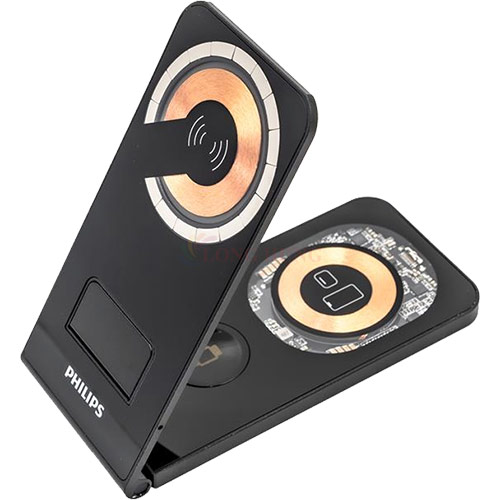 Đế sạc không dây Magnectic Wireless Philips 3 in 1 Foldable DLP9340FB/74 - Hàng chính hãng