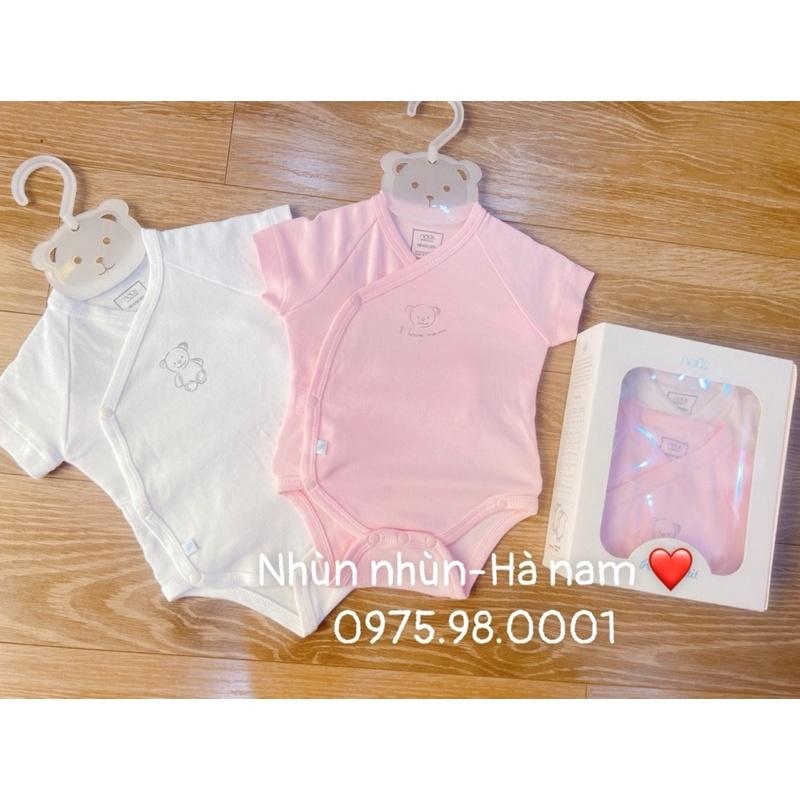 Set 2 bộ Bodysuit Cài Lệch cộc tay- Nous Premium Dòng Sản Phẩm Cao Cấp - Cho Bé Sơ Sinh Đến 3-6 Tháng Tuổi