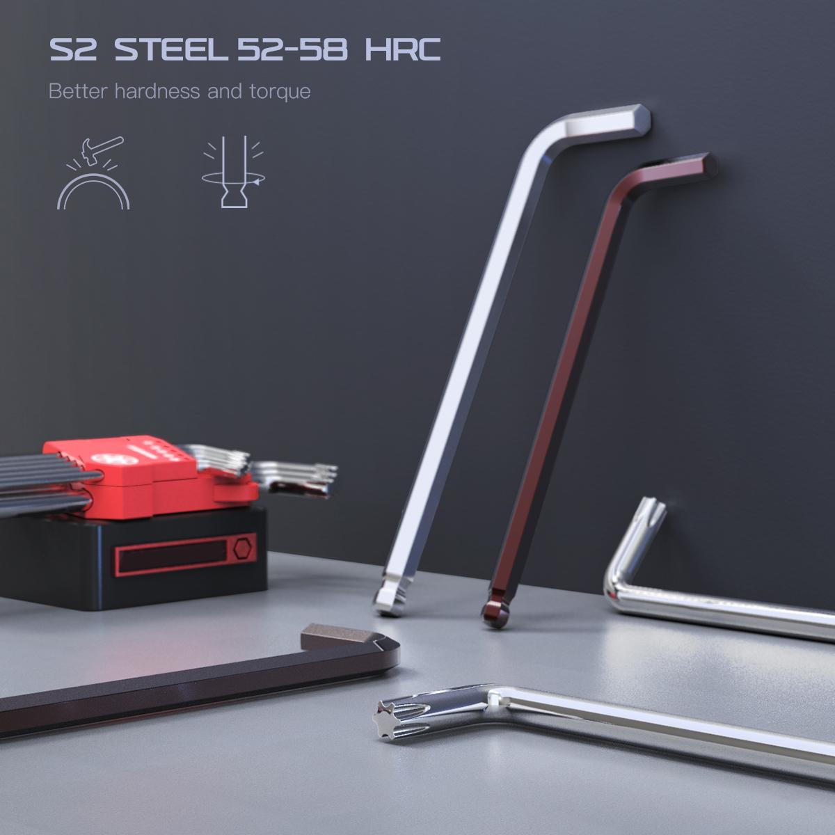 Allen Wrench Set 35 Piece Hex Key Set Metric Allen Key Set S2 Steel And CRV SAE 3/64-3/8 inch / MM 1.5-10mm / TORX T10-T50, Long Arm Ball End Allen Wrenches Sets Bonus Free Strength Helping T-Handle