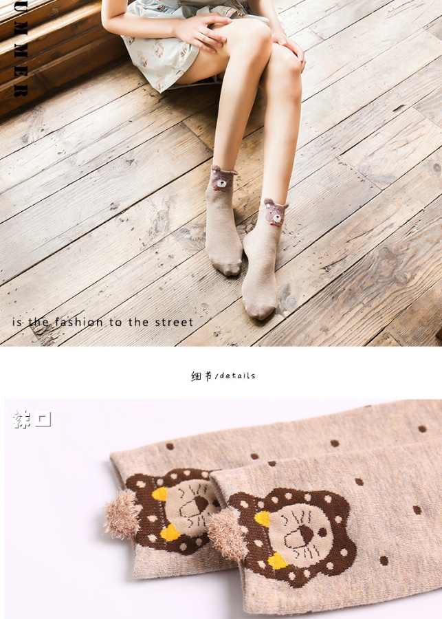 Set 5 đôi tất nữ 3 chiều cao cổ Love Winter
