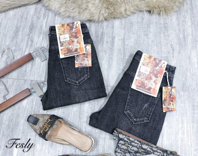 Quần Jeans Nữ Baggy Xước Thêu Túi Lưng Cao